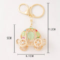 Gold Cat Eye Pumpkin Carriage Keychain Rhinestone Charm view 3
