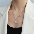 Wave Disc Letter M Pendant Necklace Gold Steel Rose Gold view 7
