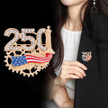 Red Gold Tone Flag Crystal Metal Brooch Pin for Jackets and Lapels view 3