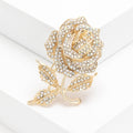 Crystal Rose Stem Brooch With Jeweled Leaves in Five Colorways view 3