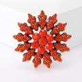 Baroque Snowflake Brooch Turquoise Red Cabochon Antique Gold Pin view 2