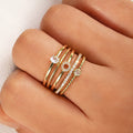 Minimal Crystal Accent Stacking Ring in Two Finishes view 2