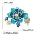 Enamel Peony Brooch with Pearl Center in Coral or Blue view 7