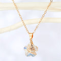 Gold Tone Flower Crystal Tree of Life Pendant Necklaces in Five Colors view 5