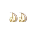 Gold Double Twist Enamel Hoop Stud Earrings Two Colors view 5