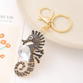 Rhinestone Seahorse Keychain Large Crystal Belly Charm view 2