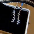 Silver Tone Graduated Crystal Linear Drop Earrings view 6