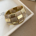 Acrylic Gold Tile Stretch Bracelets Black Beige White Amber view 7