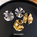 Folded Disc Statement Stud Earrings in Gold and Silver Tone view 2