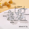 Baguette And Round Clear Stone Floral Cluster Stud Earrings view 4