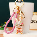 Jeweled Strawberry Rabbit Keychains in Four Colors and Three Loop Styles view 12