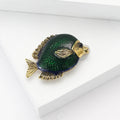 Green Enamel Tropical Fish Brooch With Gold Tone Fins view 3