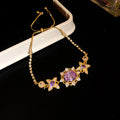 Crystal Flower Drop Earrings Necklaces Purple Oval Bracelet view 12