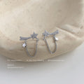 Silver Crystal Shooting Star Chain Climber Stud Earrings view 3