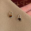 Brown Stone Look Gourd Stud Earrings Fashion Jewelry view 1