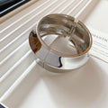 Gold Silver Polished Hinged Metal Bangles Square Wide Twist view 7