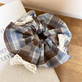 Brown Blue Plaid Lace Scrunchies Hair Clips Headband view 7