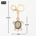 Rhinestone Sea Turtle Keychain Gold Metal Charm Three Colors view 3