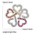 Four Heart Crystal Flower Brooch with Silver Tone Outline view 5