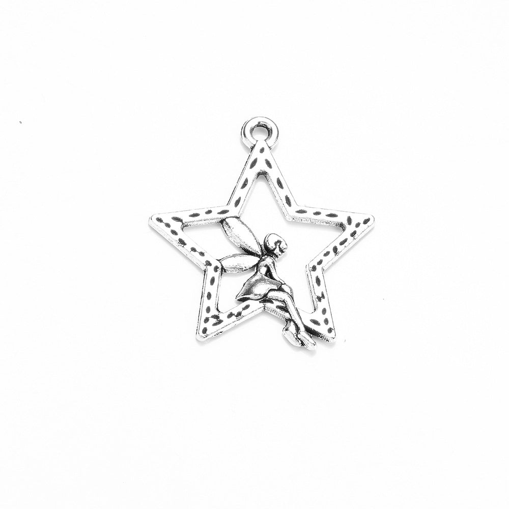 25mm Vintage Alloy Fairy Charm Pendant with Star and Butterfly
