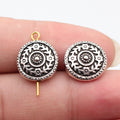 14x14x6.2mm 3.2g Antique Silver Zinc Alloy Floral Pattern Round Spacer Flower Beads for Bracelet Making