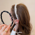 Mesh Tulle Rhinestone Twist Pearl Padded Hair Headband view 1