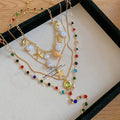 Multicolor Shell Pearl and Starfish Layered Y Necklaces view 7