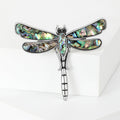 Silver-Tone Dragonfly Brooch With Iridescent Inlays view 2