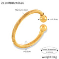 Open Cable Twist Cuff Bangle With Polished Ball Ends view 6