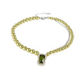 Green Bead Strand Necklace with Square Pendant Statement Jewelry Design view 5
