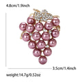 Purple Pearl Grape Cluster Brooch With Crystal Leaves view 5