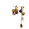 Asymmetric Glass Flower Butterfly and Heart Drop Earrings view 5