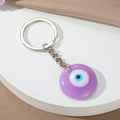 Silver Tone Round Resin Evil Eye Split Ring Keychains in Six Colors view 6