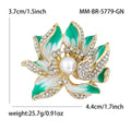 Enamel Lotus Flower Brooch Pink Blue or Green Pearl Pin view 8