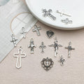 Antique Silver Heart and Cross Metal Charms with 28 Listed Options view 3