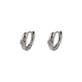 Silver Tone Huggie Hoop Earrings With Clear Zircon view 5
