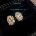 Gold Oval Crystal Cluster Stud Earrings Mixed Cut Stones view 1