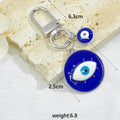 Enamel Evil Eye Keychain Cobalt Round Pendant With Blue Eye Bead view 4