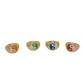Gold Tone Heart Yin Yang Adjustable Signet Rings in Four Colors view 5