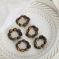 Tiger Eye Tumbled Bead Elastic Stretch Finger Ring view 3