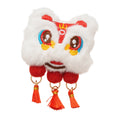 White Flocked Lion Dance Hair Clip Red Pom Bells Tassels view 5