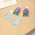 Rose Window and Mermaid Colorful Statement Stud Earrings view 2