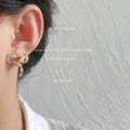 Gold Tone Crystal Pave Bow Studs Multicolor Center Stones view 3