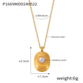 Concentric Oval Pearl Pendant Necklace Gold Silver view 7