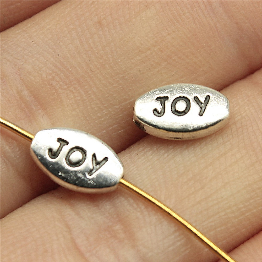 10x6mm 0.6g Antique Silver Zinc Alloy JOY Letter Loose Metal Beads for Bracelet DIY Jewelry Making
