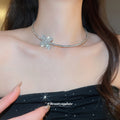 Crystal Butterfly Collar Necklace in Silver and Gold Tones view 3