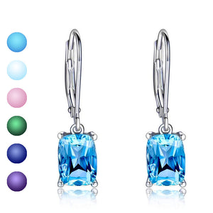 Rectangular Faceted Drop Earrings In Six Stone Colors
