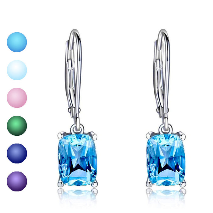 Rectangular Faceted Drop Earrings In Six Stone Colors