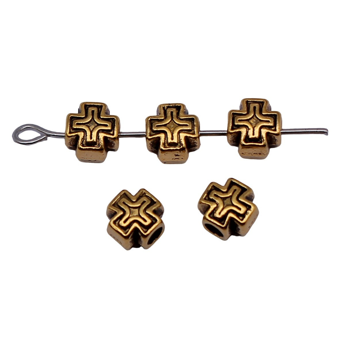 6x5.6x4.6mm 0.45g Multicolor Zinc Alloy Cross Small Hole Beads for DIY Bracelet Jewelry Accessories