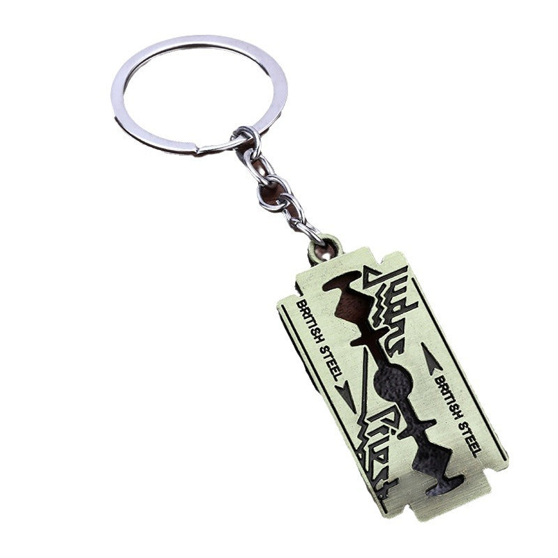 Judas Priest Razor Blade Zinc Alloy Keychain Pendant